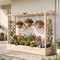 45" Wooden Elevated Garden Planter with Side Trellis, Roof and Drainage System